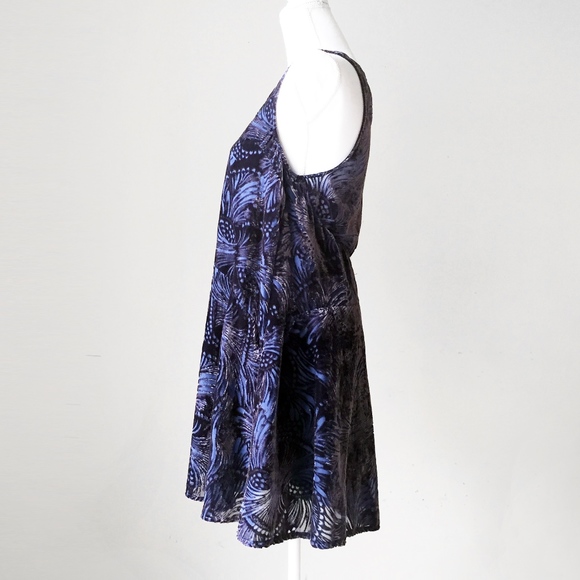 free people fairycore romantic fairy fantasy mini tunic dress blue floral velvet - Picture 5 of 9